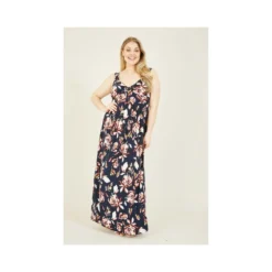Mela Navy Plus Size Rose Floral Maxi Dress -Cheap My Dreamy Dress Store mela navy plus size rose floral maxi dress p8325 70653 image