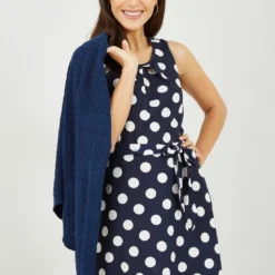 Mela Navy Polka Dot Sleeveless Midi Dress -Cheap My Dreamy Dress Store mela navy polka dot sleeveless midi dress p10393 111809 image