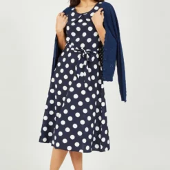 Mela Navy Polka Dot Sleeveless Midi Dress -Cheap My Dreamy Dress Store mela navy polka dot sleeveless midi dress p10393 111810 image