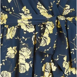 Mela Navy Rose Foil Print Wrap Midi Dress -Cheap My Dreamy Dress Store mela navy rose foil print wrap midi dress p16335 132244 image