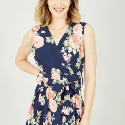 Mela Navy Rose Printed Wrap Over Sleeveless Skater Dress 8 Mela Navy Rose Printed Wrap Over Sleeveless Skater Dress -Cheap My Dreamy Dress Store mela navy rose printed wrap over sleeveless skater dress p12206 112576 image