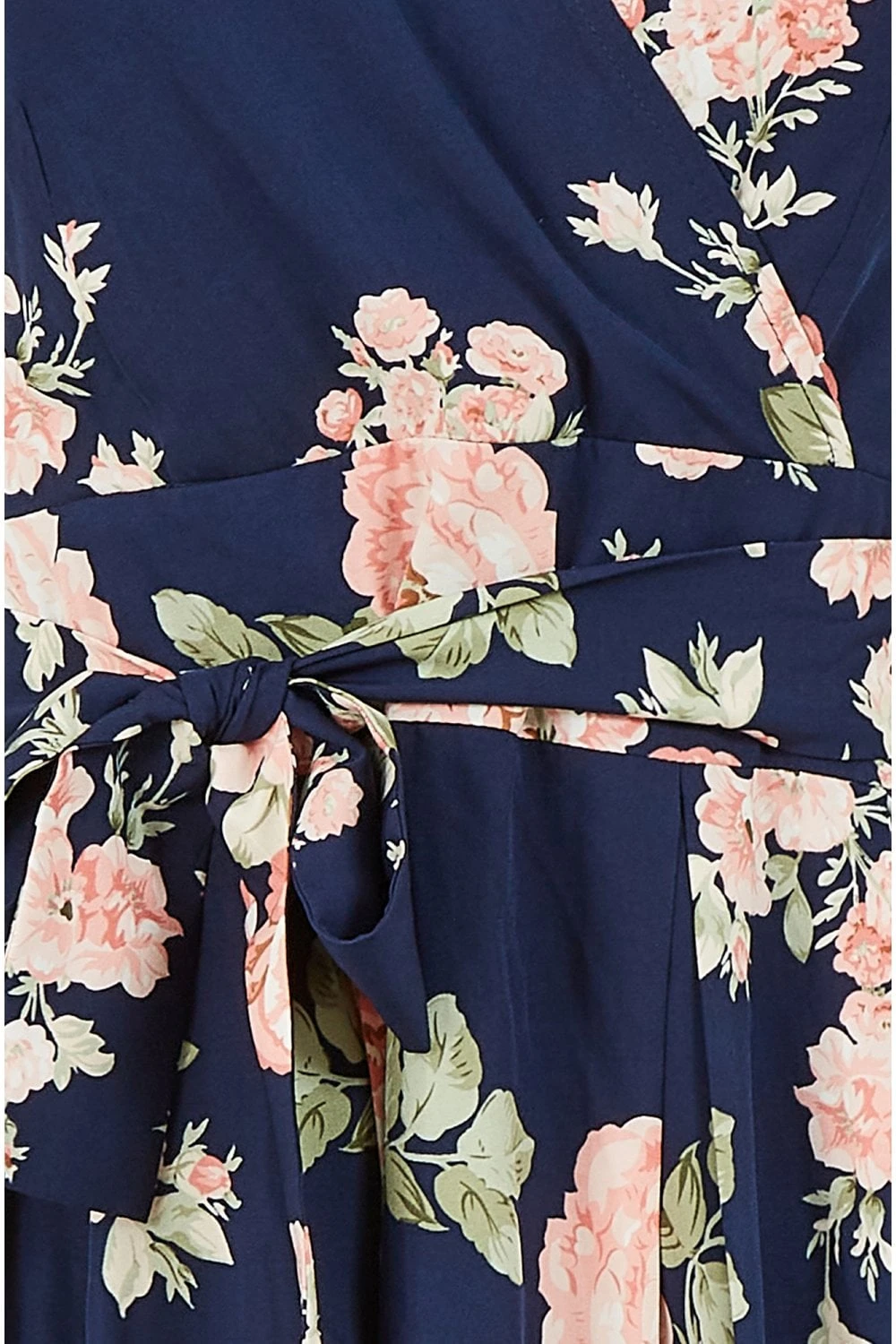 Mela Navy Rose Printed Wrap Over Sleeveless Skater Dress 6 Mela Navy Rose Printed Wrap Over Sleeveless Skater Dress - Image 6