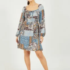 Mela Paisley Printed Bardot Skater Dress -Cheap My Dreamy Dress Store mela paisley printed bardot skater dress p12265 114806 image