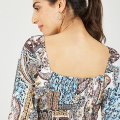 Mela Paisley Printed Bardot Skater Dress -Cheap My Dreamy Dress Store mela paisley printed bardot skater dress p12265 114807 image