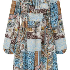 Mela Paisley Printed Bardot Skater Dress -Cheap My Dreamy Dress Store mela paisley printed bardot skater dress p12265 114810 image