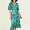 Mela Paisley Scarf Print Wrap Midi Dress