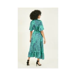 Mela Paisley Scarf Print Wrap Midi Dress -Cheap My Dreamy Dress Store mela paisley scarf print wrap midi dress p116 436 image
