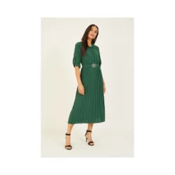 Mela Pleated Midi Green Shirt Dress -Cheap My Dreamy Dress Store mela pleated midi green shirt dress p7042 64966 image