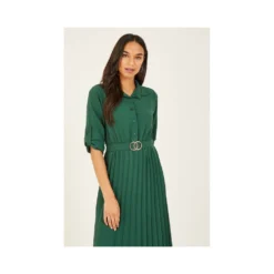 Mela Pleated Midi Green Shirt Dress -Cheap My Dreamy Dress Store mela pleated midi green shirt dress p7042 64968 image
