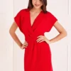 Mela Red Wrap Front Dress