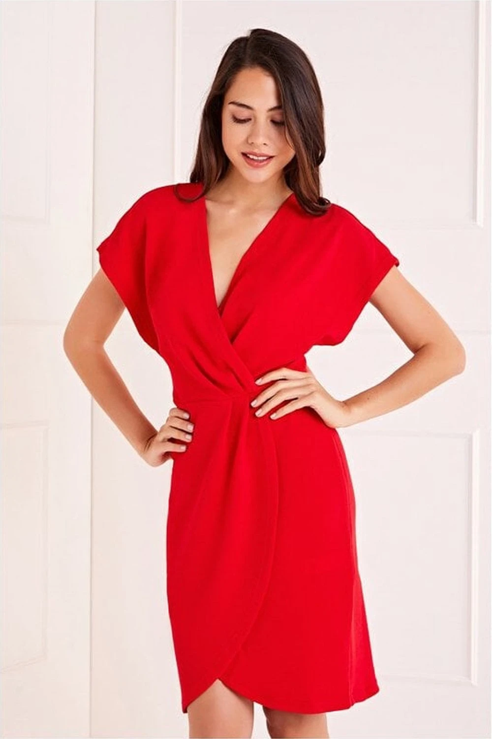 Mela Red Wrap Front Dress 1 Mela Red Wrap Front Dress