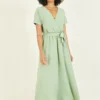 Mela Sage Green Wrap Front Maxi Dress