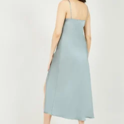 Mela Silver Satin Button Detail Slip Dress -Cheap My Dreamy Dress Store mela silver satin button detail slip dress p11990 110400 image