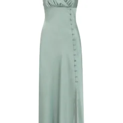 Mela Silver Satin Button Detail Slip Dress -Cheap My Dreamy Dress Store mela silver satin button detail slip dress p11990 110402 image