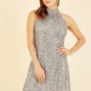 Mela Silver Sequin Halter Dress