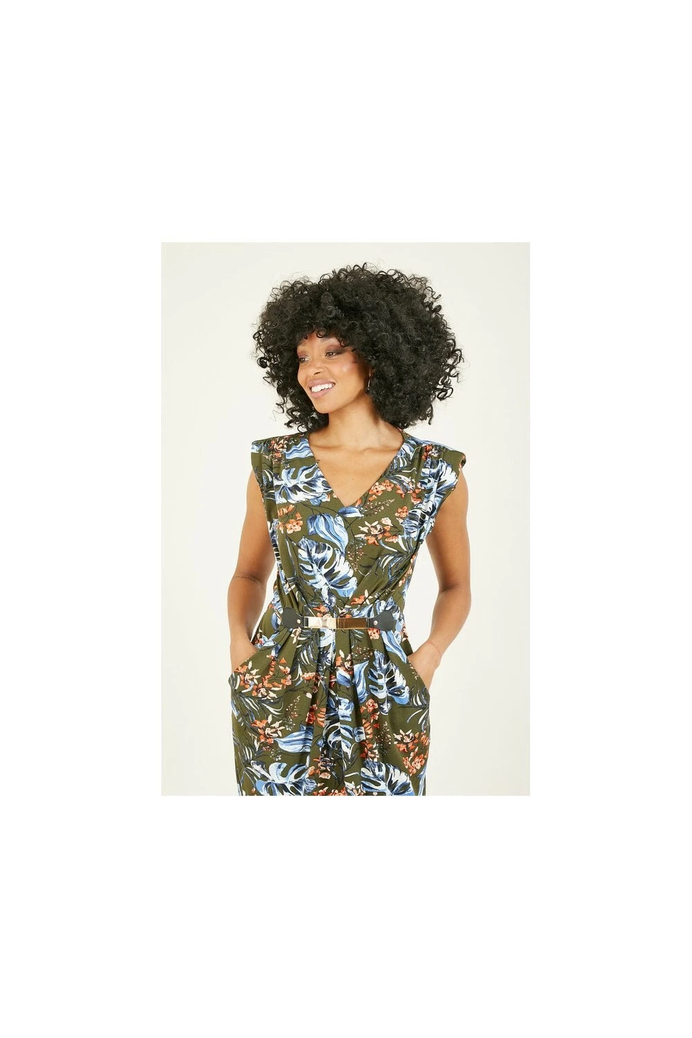Mela Tropical Leaf Jersey Belted Pocket Dress 2 Mela Tropical Leaf Jersey Belted Pocket Dress - Image 2