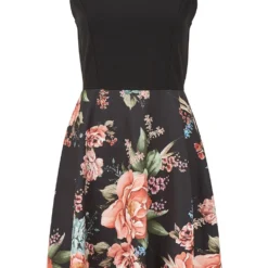 Mela Two Tone V Neck Floral Skater Dress -Cheap My Dreamy Dress Store mela two tone v neck floral skater dress p10215 111933 image