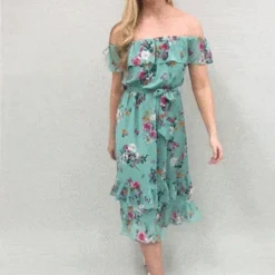Yumi Mint Green Blossom Butterfly Bardot Dress -Cheap My Dreamy Dress Store mint green blossom butterfly bardot dress p10667 109124 image