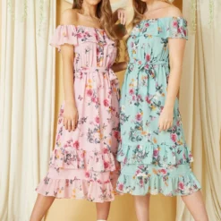 Yumi Mint Green Blossom Butterfly Bardot Dress -Cheap My Dreamy Dress Store mint green blossom butterfly bardot dress p10667 113411 image