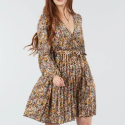Mixed Floral Print Wrap Dress