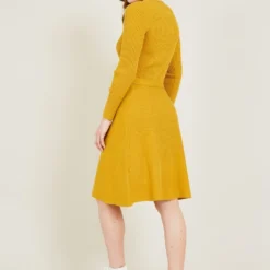 Yumi Mustard Knitted Skater Dress -Cheap My Dreamy Dress Store mustard knitted skater dress p6341 116041 image