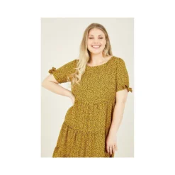 Mustard Plus Size Animal Dash Tiered Tunic Dress -Cheap My Dreamy Dress Store mustard plus size animal dash tiered tunic dress p7460 67153 image