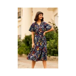 Yumi Navy Animal Safari Wrap Dress -Cheap My Dreamy Dress Store navy animal safari wrap dress p7219 92963 image
