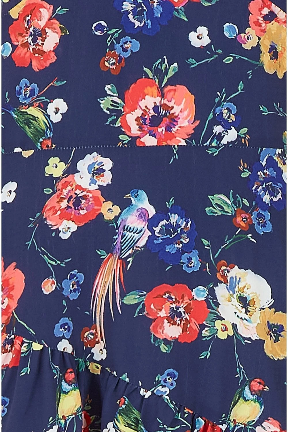 Yumi Navy Bird And Floral Print Midi Dress 6 Yumi Navy Bird And Floral Print Midi Dress - Image 6