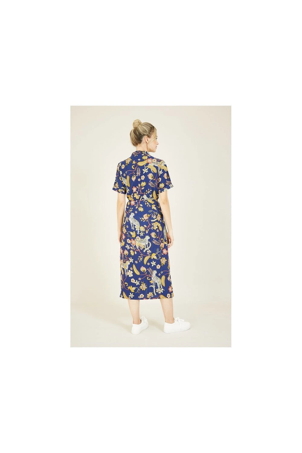 Yumi Navy Cheetah Print Recycled Shirt Dress 3 Yumi Navy Cheetah Print Recycled Shirt Dress - Image 3