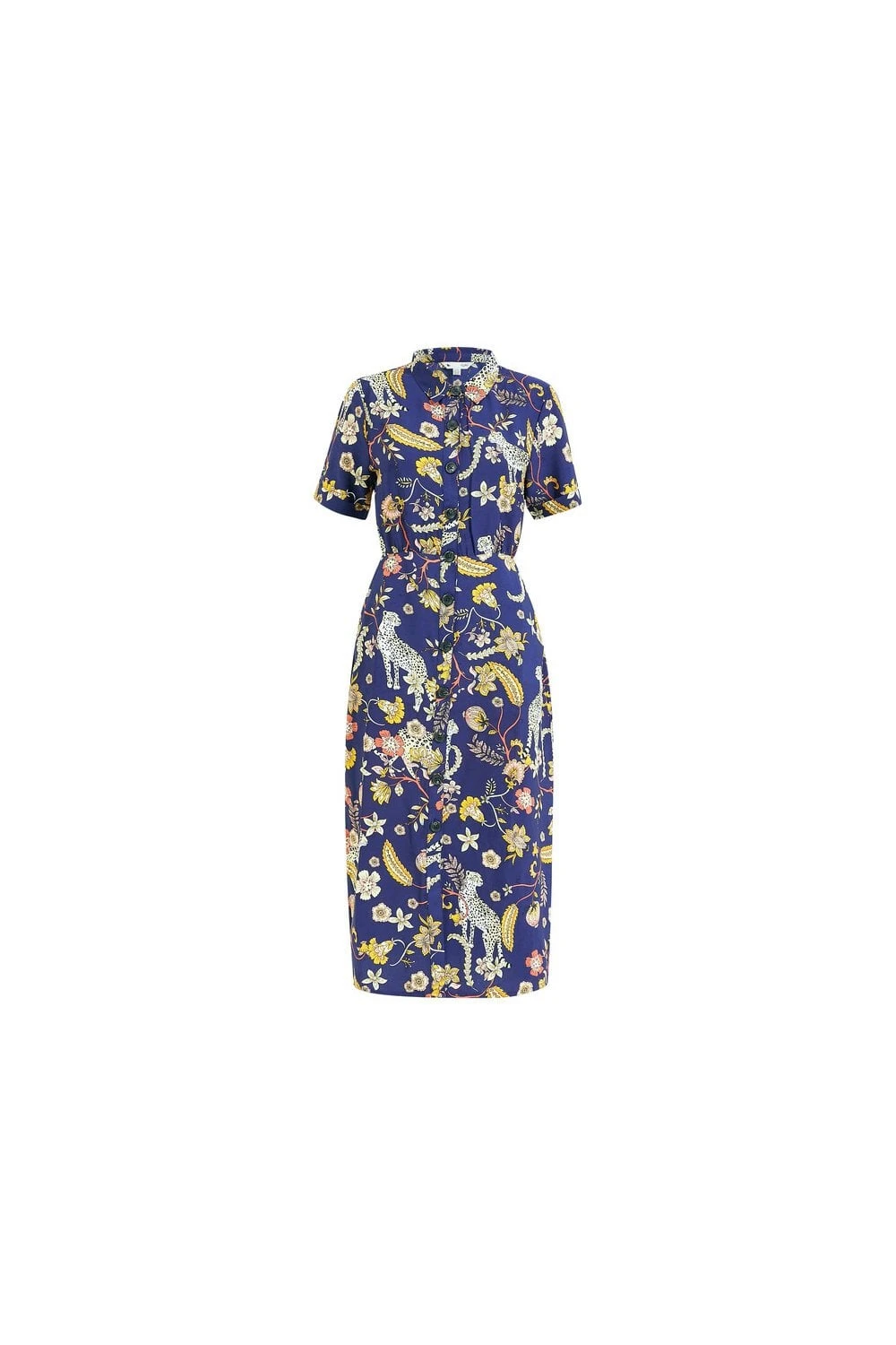 Yumi Navy Cheetah Print Recycled Shirt Dress 4 Yumi Navy Cheetah Print Recycled Shirt Dress - Image 4