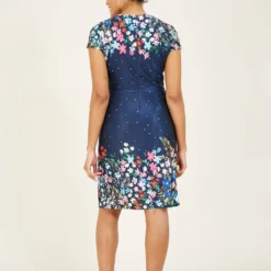 Yumi Navy Cluster Floral Bodycon Wrap Dress -Cheap My Dreamy Dress Store navy cluster floral bodycon wrap dress p7902 113898 image