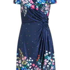 Yumi Navy Cluster Floral Bodycon Wrap Dress -Cheap My Dreamy Dress Store navy cluster floral bodycon wrap dress p7902 113899 image