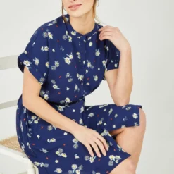 Yumi Navy Daisy Ladybird Print Shirt Dress -Cheap My Dreamy Dress Store navy daisy ladybird print shirt dress p10237 110954 image