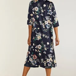Navy Floral Print Long Kimono Dress -Cheap My Dreamy Dress Store navy floral print long kimono dress p5942 113825 image