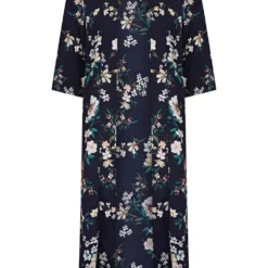 Navy Floral Print Long Kimono Dress -Cheap My Dreamy Dress Store navy floral print long kimono dress p5942 113826 image