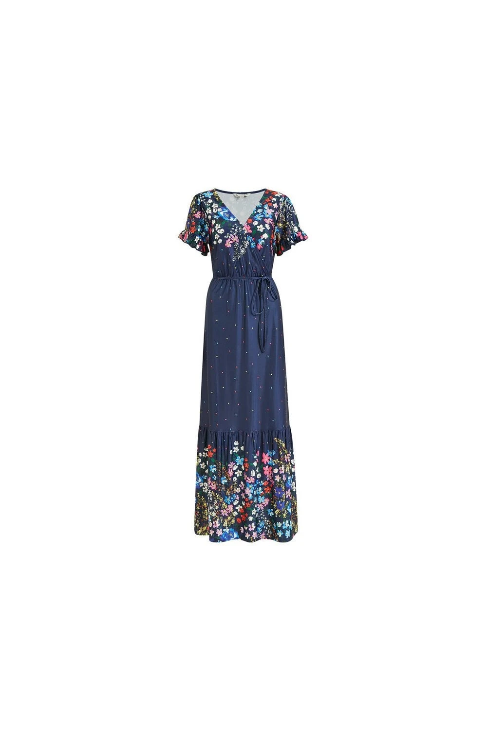 Yumi Navy Floral Slinky Jersey Maxi Dress 4 Yumi Navy Floral Slinky Jersey Maxi Dress - Image 4
