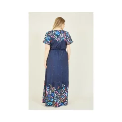 Navy Plus Size Floral Slinky Jersey Maxi Dress -Cheap My Dreamy Dress Store navy plus size floral slinky jersey maxi dress p8001 69130 image