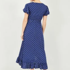 Yumi Navy Polkadot Frill Wrap Dress -Cheap My Dreamy Dress Store navy polkadot frill wrap dress p10535 111254 image