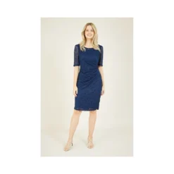 Yumi Navy Ruched Lace Dress -Cheap My Dreamy Dress Store navy ruched lace dress p8677 93393 image