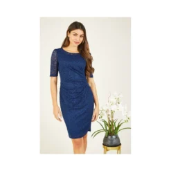 Yumi Navy Ruched Lace Dress -Cheap My Dreamy Dress Store navy ruched lace dress p8677 93397 image