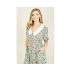 Yumi Oversized Collar Ditsy Print Shirt Dress -Cheap My Dreamy Dress Store oversized collar ditsy print shirt dress p8846 72924 image