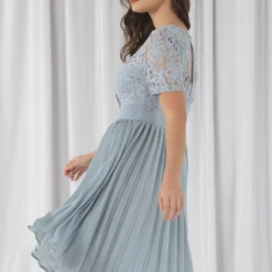 Pale Blue Wrap Lace Pleated Dress -Cheap My Dreamy Dress Store pale blue wrap lace pleated dress p19612 146897 image
