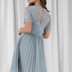 Pale Blue Wrap Lace Pleated Dress -Cheap My Dreamy Dress Store pale blue wrap lace pleated dress p19612 146898 image