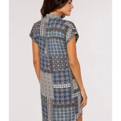 Apricot Patchwork Tile Geo Shirt Dress -Cheap My Dreamy Dress Store patchwork tile geo shirt dress p23159 162021 image