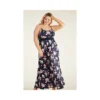 Plus Size Spot And Floral Navy Maxi Dress