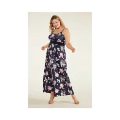 Plus Size Spot And Floral Navy Maxi Dress -Cheap My Dreamy Dress Store plus size spot and floral navy maxi dress p6005 57089 image