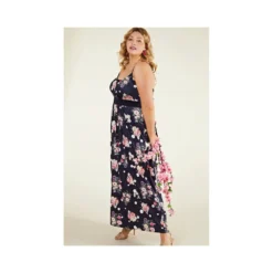Plus Size Spot And Floral Navy Maxi Dress -Cheap My Dreamy Dress Store plus size spot and floral navy maxi dress p6005 57091 image