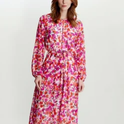 Prathia Unwaisted Long Sleeve Dress With Belt