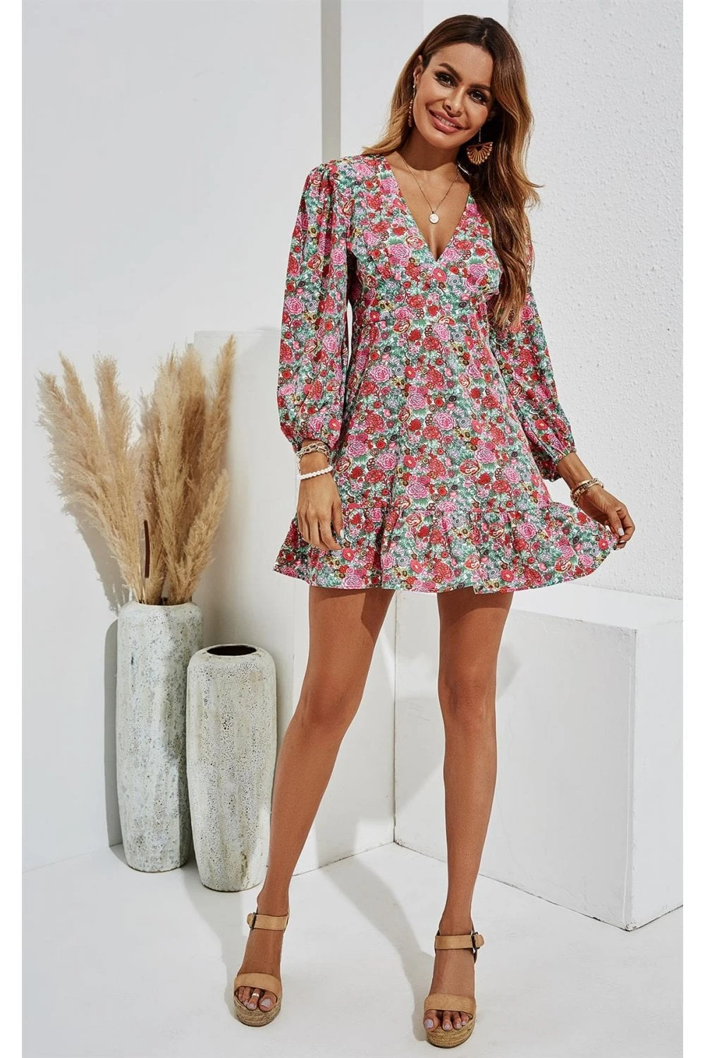 Puff Sleeve Mini Dress