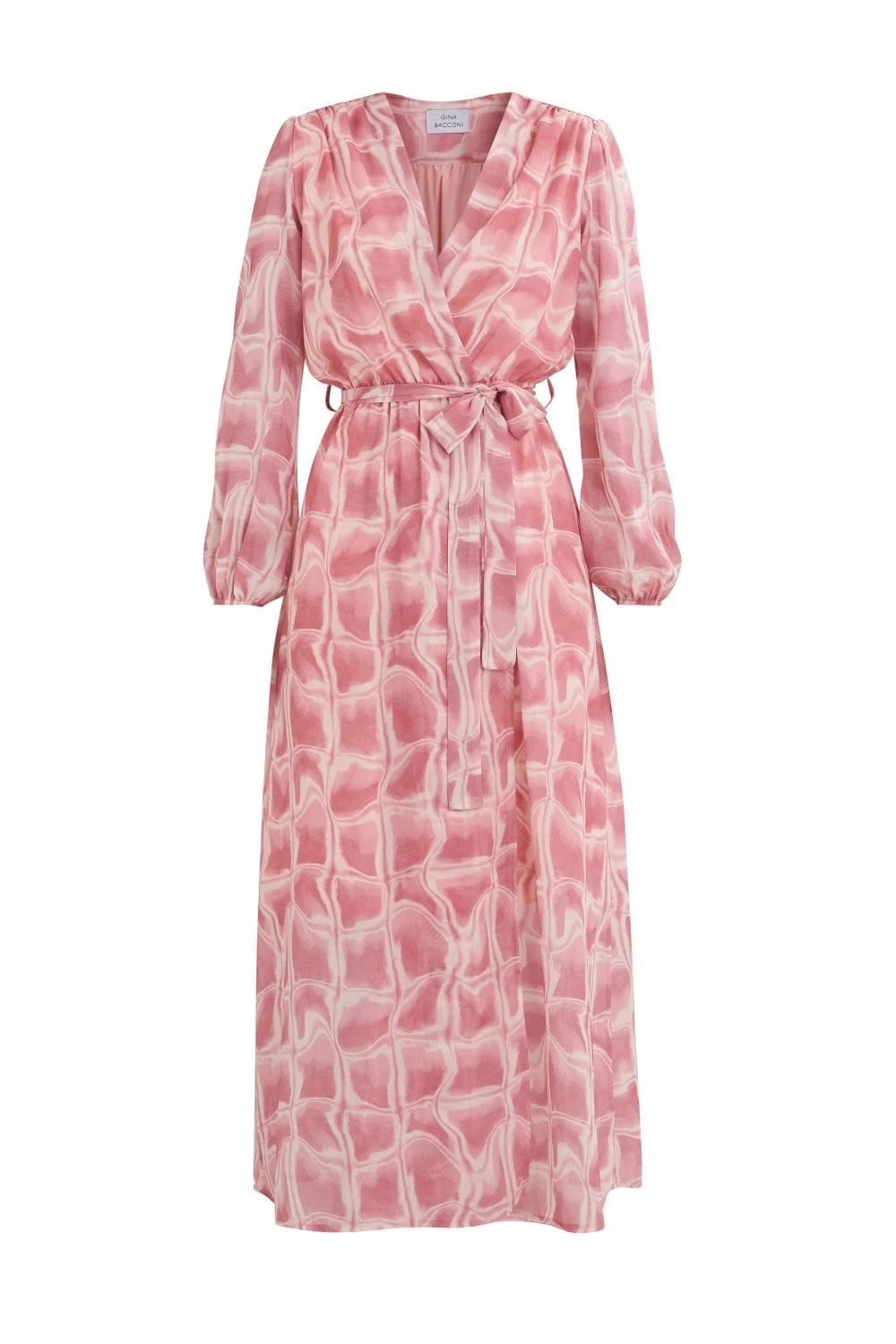 Queenie Print Georgette Dress With Longsleeves & Self Belt 5 Queenie Print Georgette Dress With Longsleeves & Self Belt - Image 5